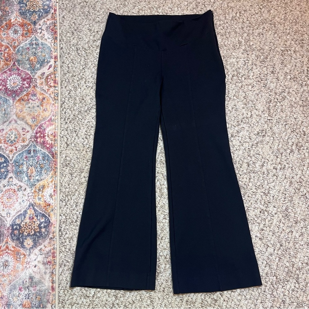 Anthropologie Black Wide Leg Ponte pants Size M High Rise Side Zip Stretch - Picture 9 of 15